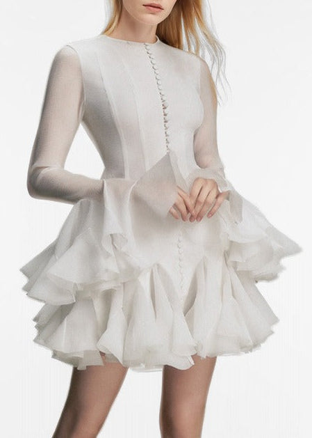 Orphee Semi-Sheer Flared Mini Dress
