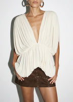 Brinovar Plunge Neck Ruched Top