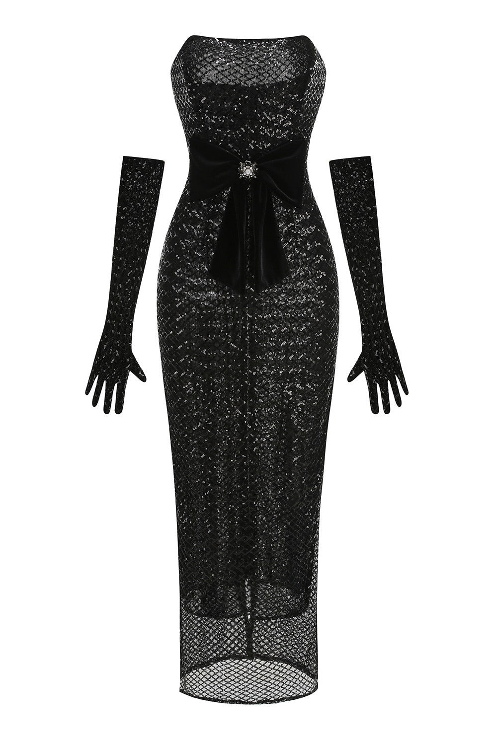 Brinova Black Maxi Dress with Bow Detail