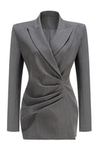 Fleta Grey Asymmetrical Ruched Blazer