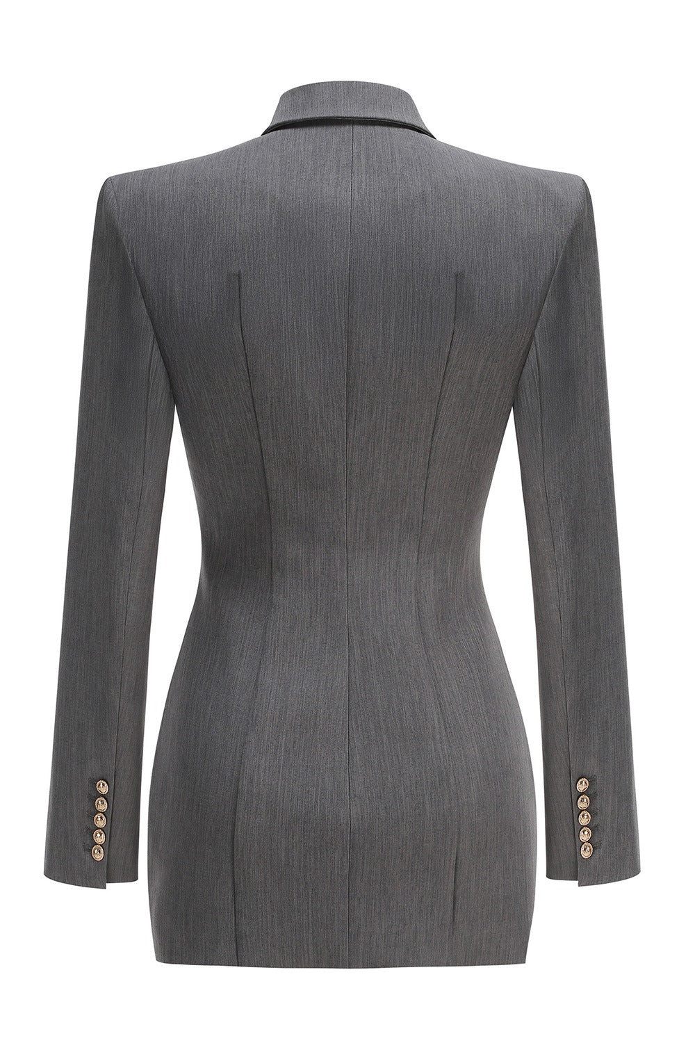 Fleta Grey Asymmetrical Ruched Blazer
