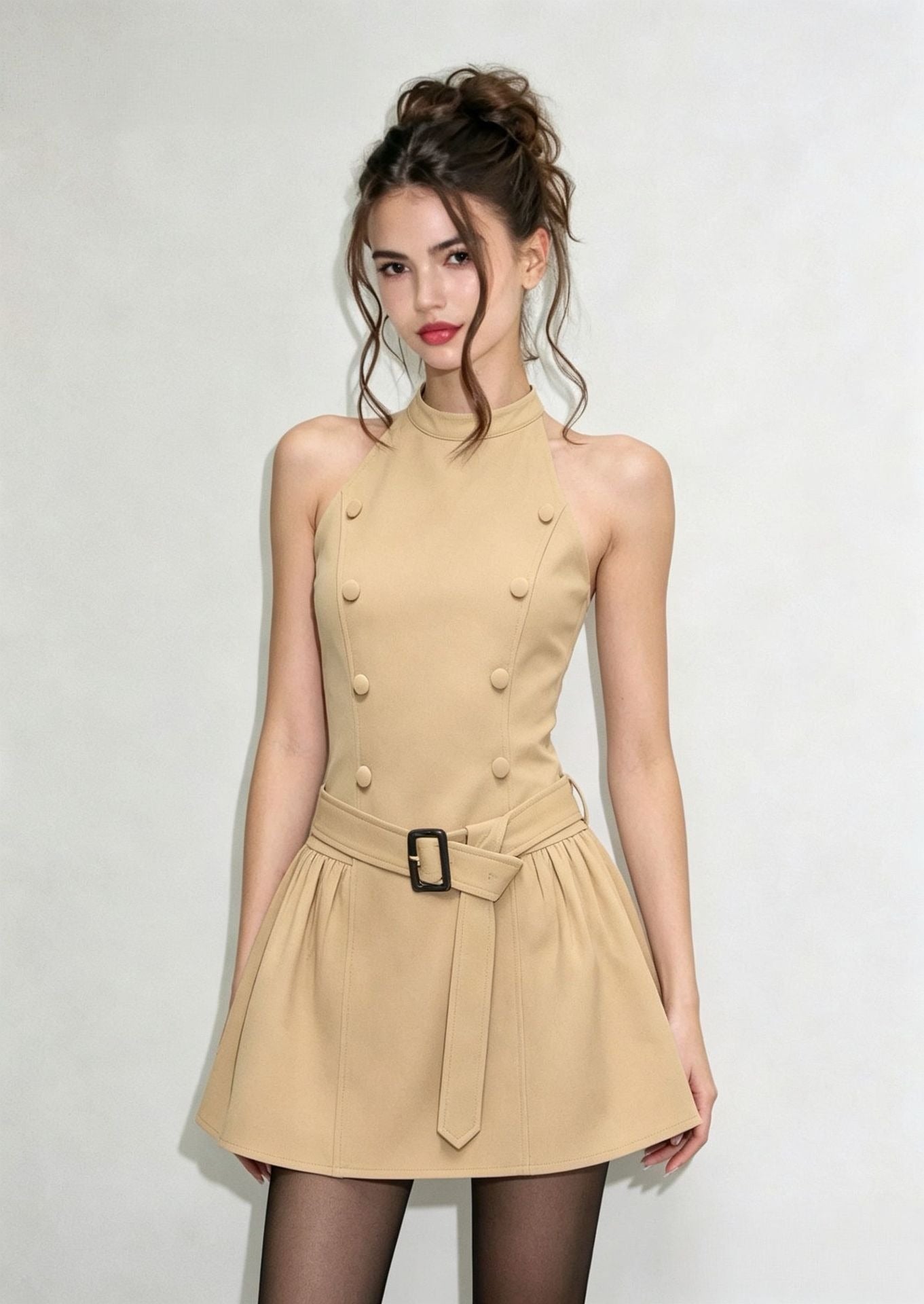 Drelian Khaki Cape Mini Dress
