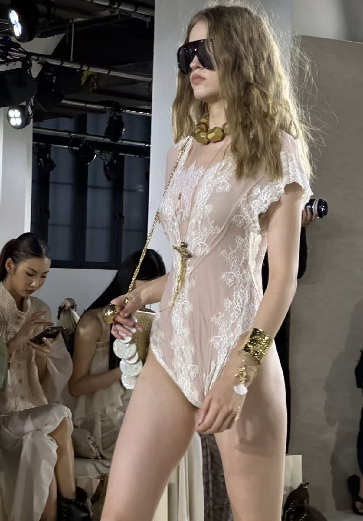 Noven Cowl Neck Lace Bodysuit