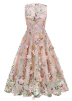 Neskor Embroidered Blush Midi Dress