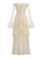 Envorik Floral Lace Ruffle Maxi Dress