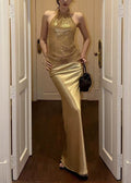 Zymera Halterneck Rhinestone Mesh Skirt Set