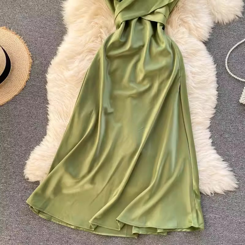 Elegant Crisscross V-Neck Evening Dress
