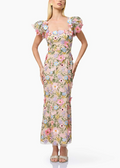 Dotty Embroidered Flower Midi Dress