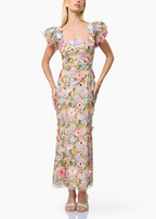 Dotty Embroidered Flower Midi Dress