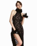 Fedella Asymmetric Cutout Lace Maxi Dress