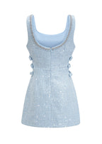 Lolek Blue Tweed Sequined Mini Dress