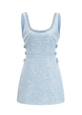 Lolek Blue Tweed Sequined Mini Dress