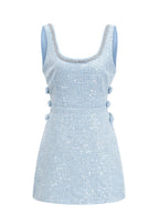Lolek Blue Tweed Sequined Mini Dress