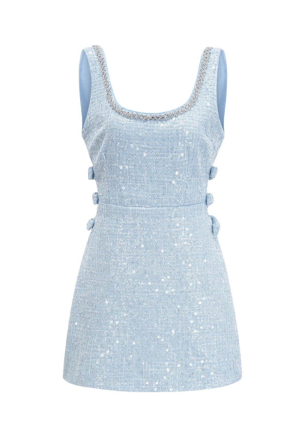Lolek Blue Tweed Sequined Mini Dress
