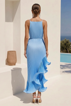 Spaghetti Strap 3D Ruffle Hem Midi Dress