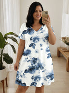 Harper | Printed Floral V-Neck Dress