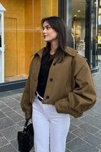 Julia Cropped Pleated Utility Jacket