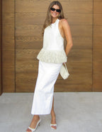 Gina Faux Leather Fringe Halter Top