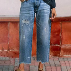 Aberjean™ | Retro Cropped Straight Jeans