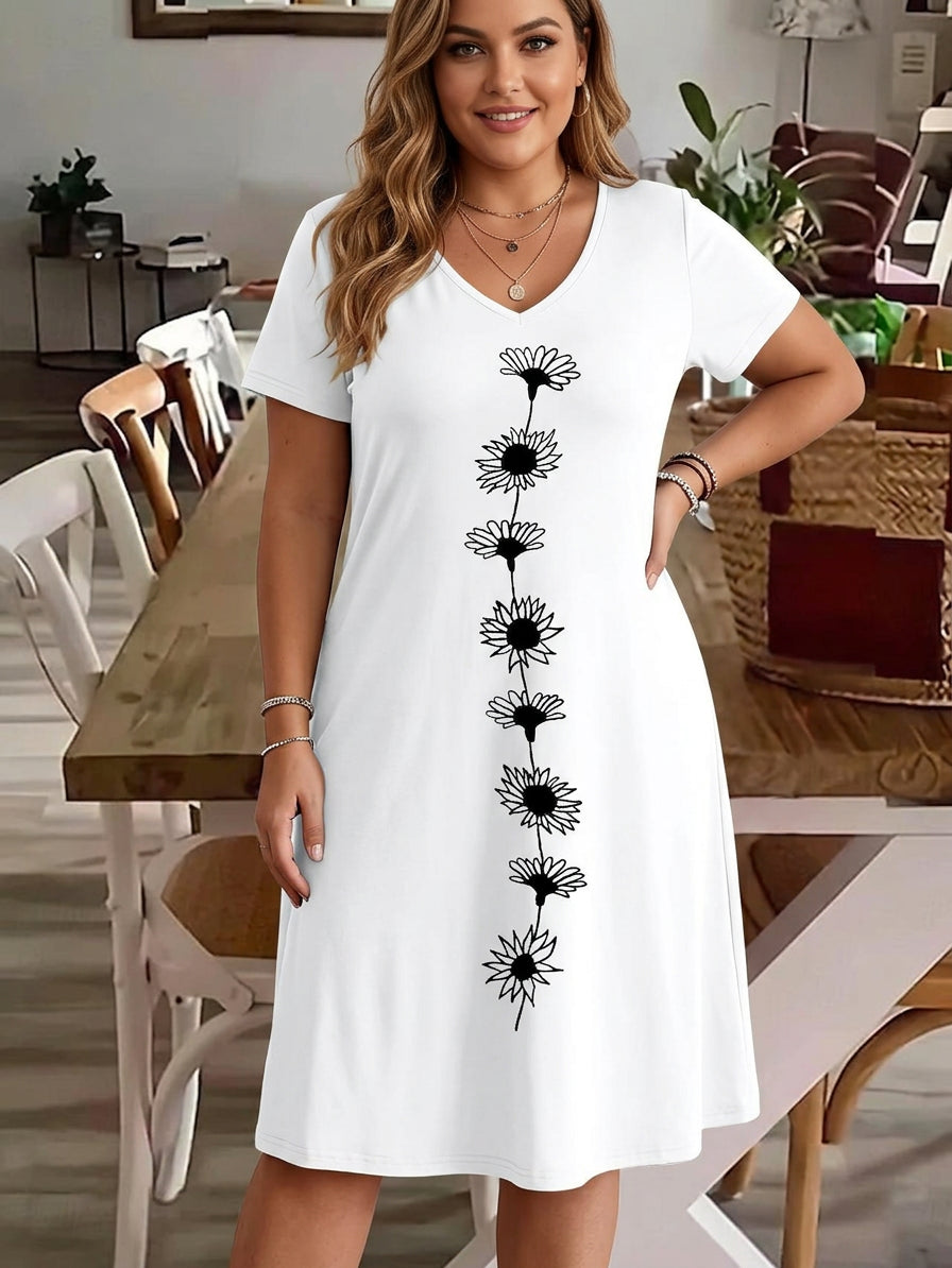 Harper | Printed Floral V-Neck Dress