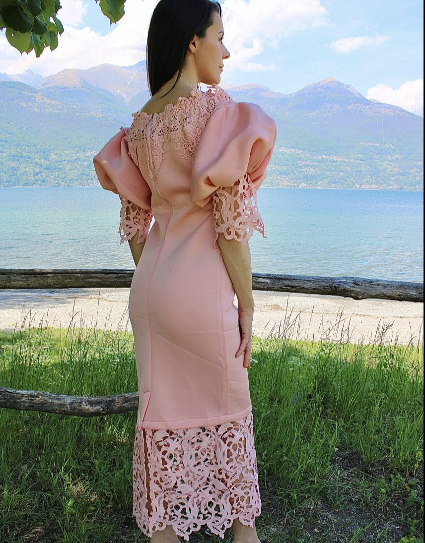 Vintage Lace Off-the-shoulder Dress