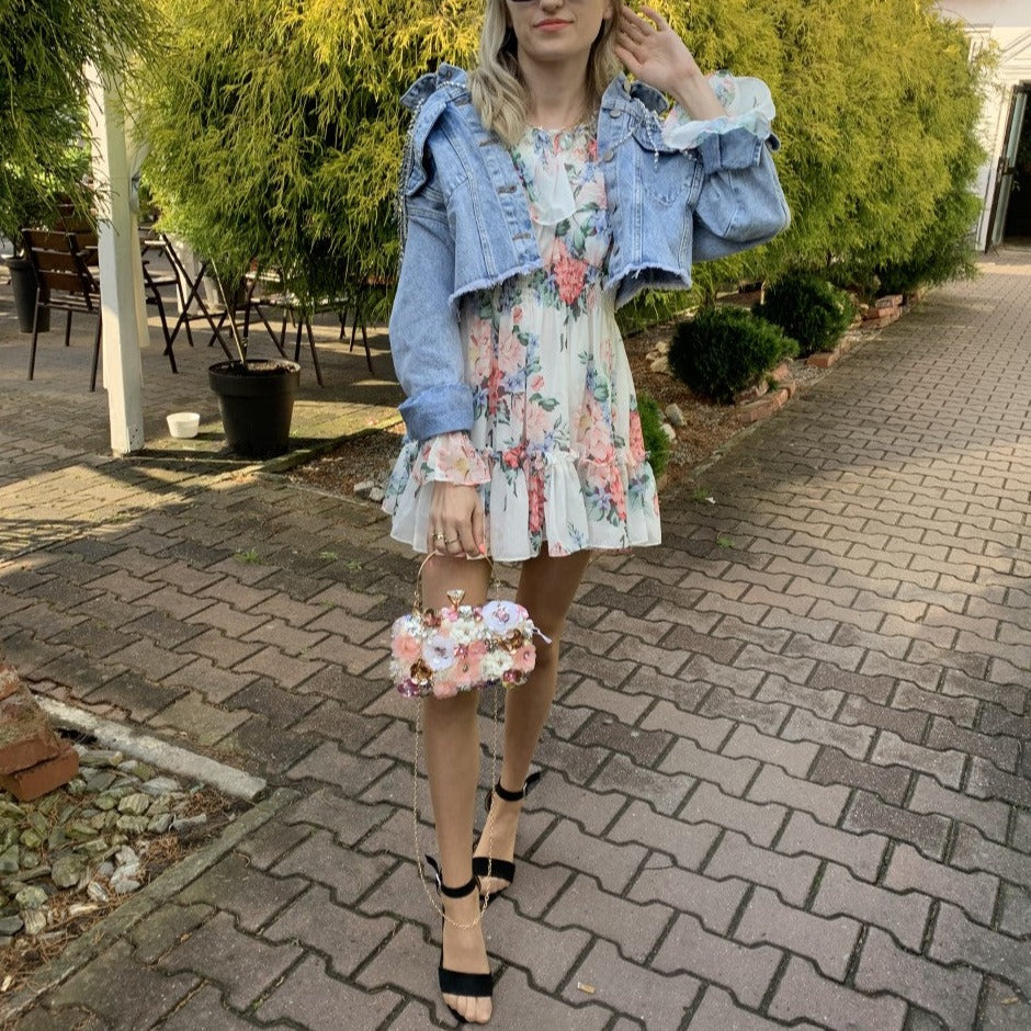 Chiffon Print Puff Sleeves Jumpsuit