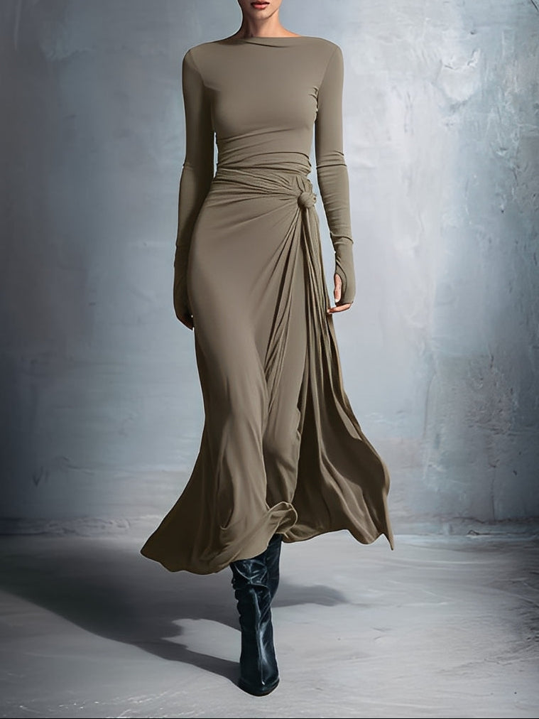 Alba - Long dress with side knot