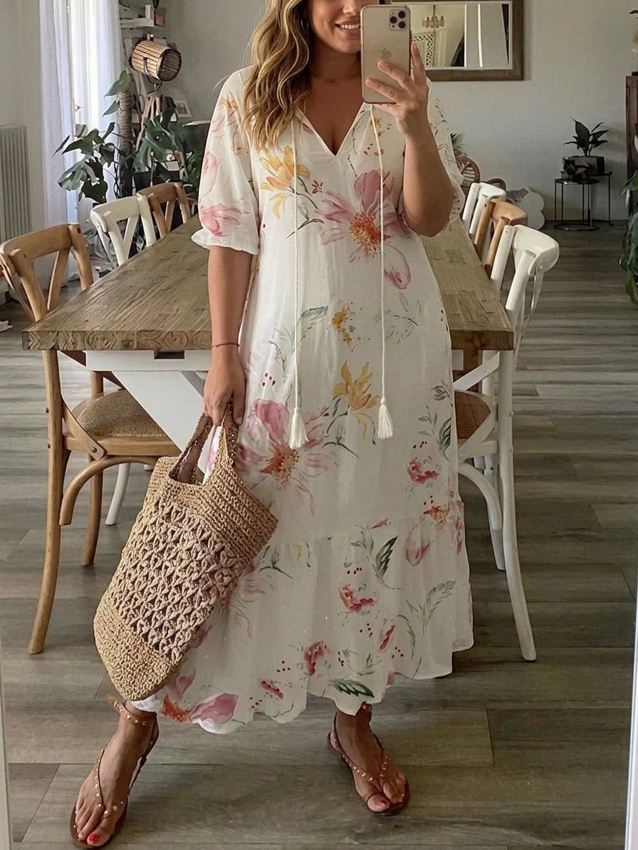 Marisol | Tummy-Coverage Boho Maxi Dress