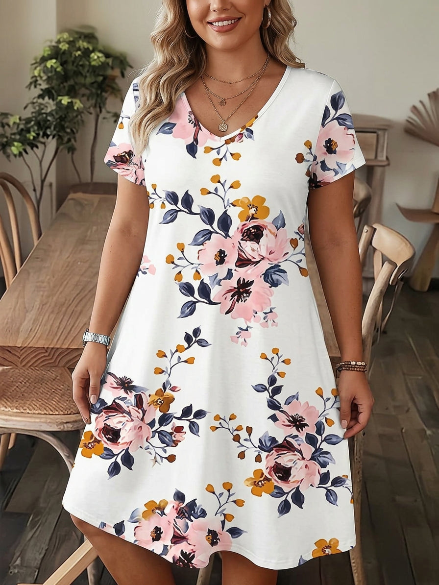 Harper | Printed Floral V-Neck Dress