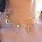 Star & Moon Multi Layer Necklace