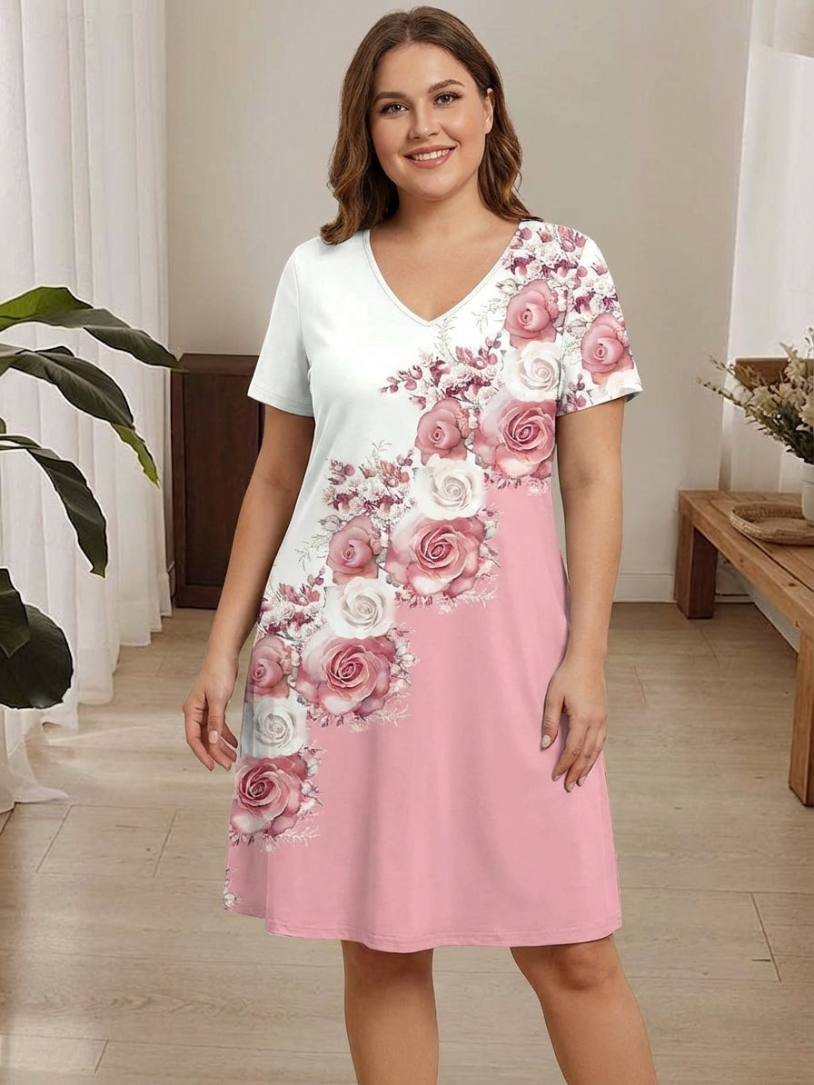 Harper | Printed Floral V-Neck Dress