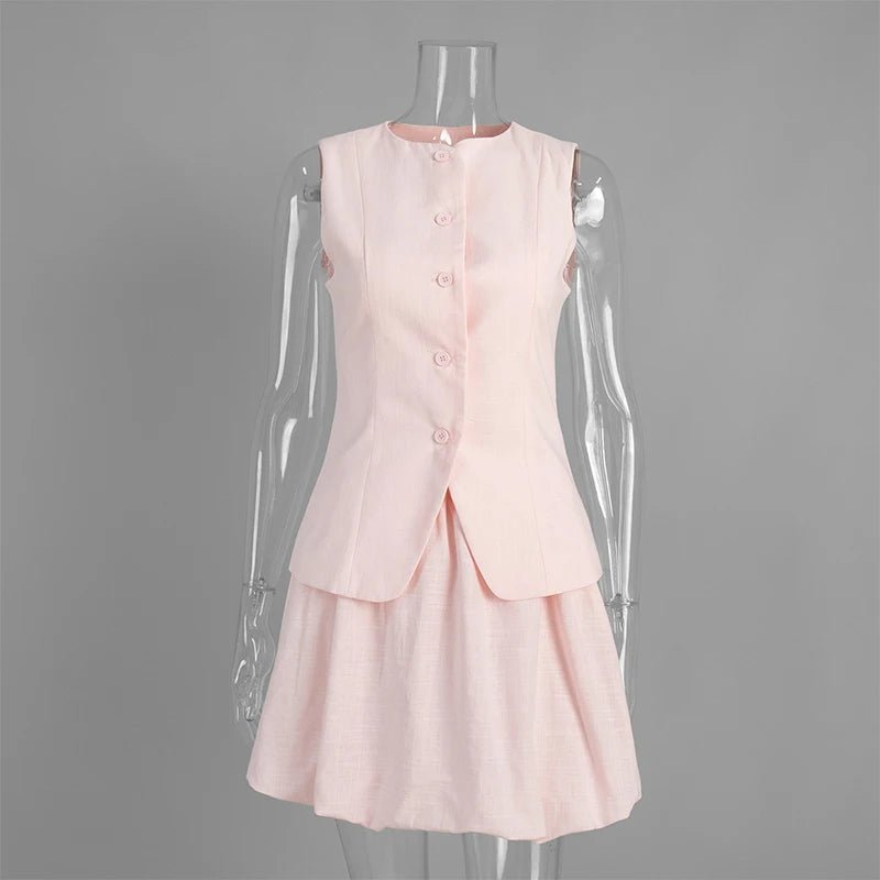 Aaliyah Elegant Vest Skirt Set Summer