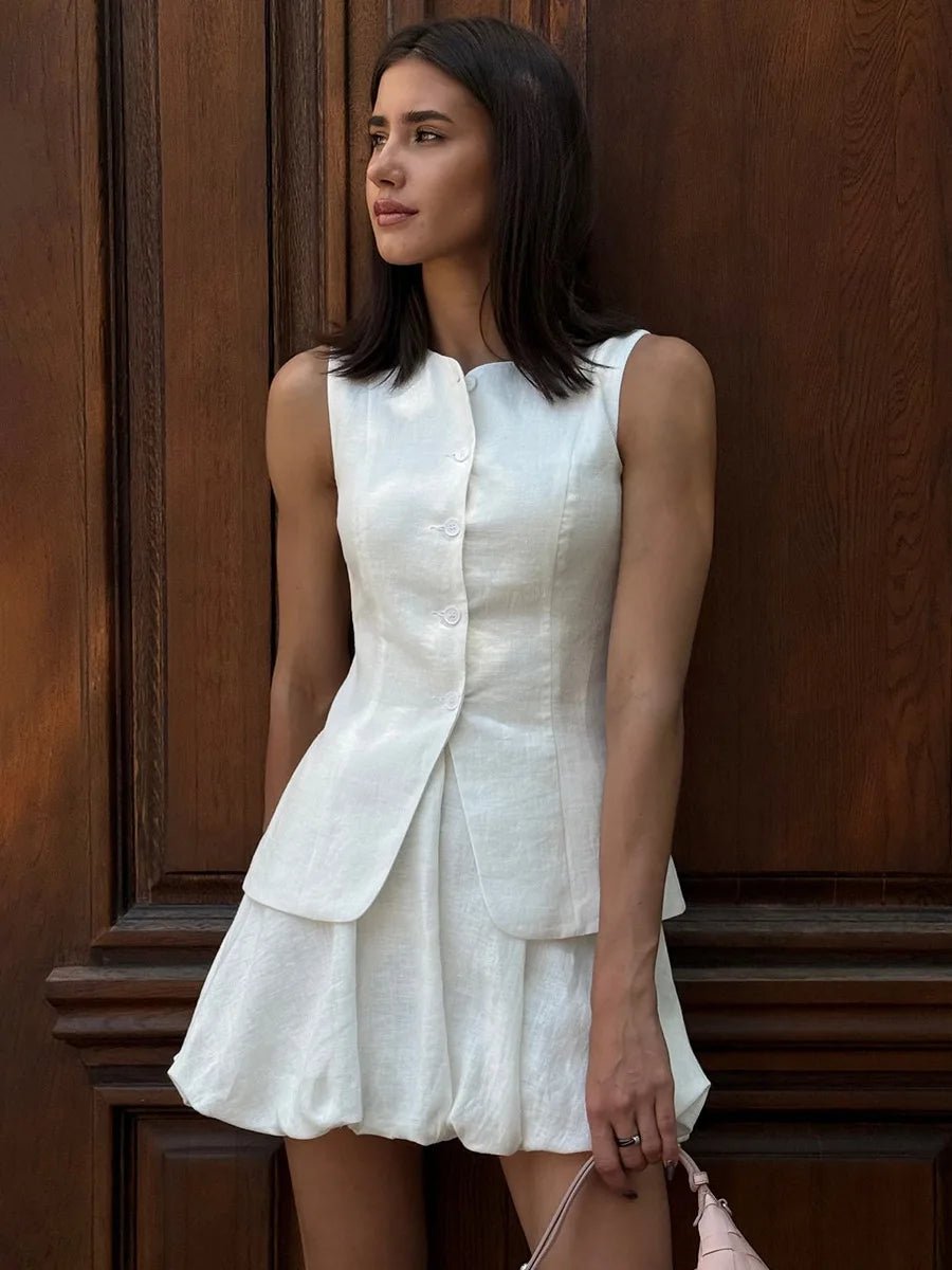 Aaliyah Elegant Vest Skirt Set Summer