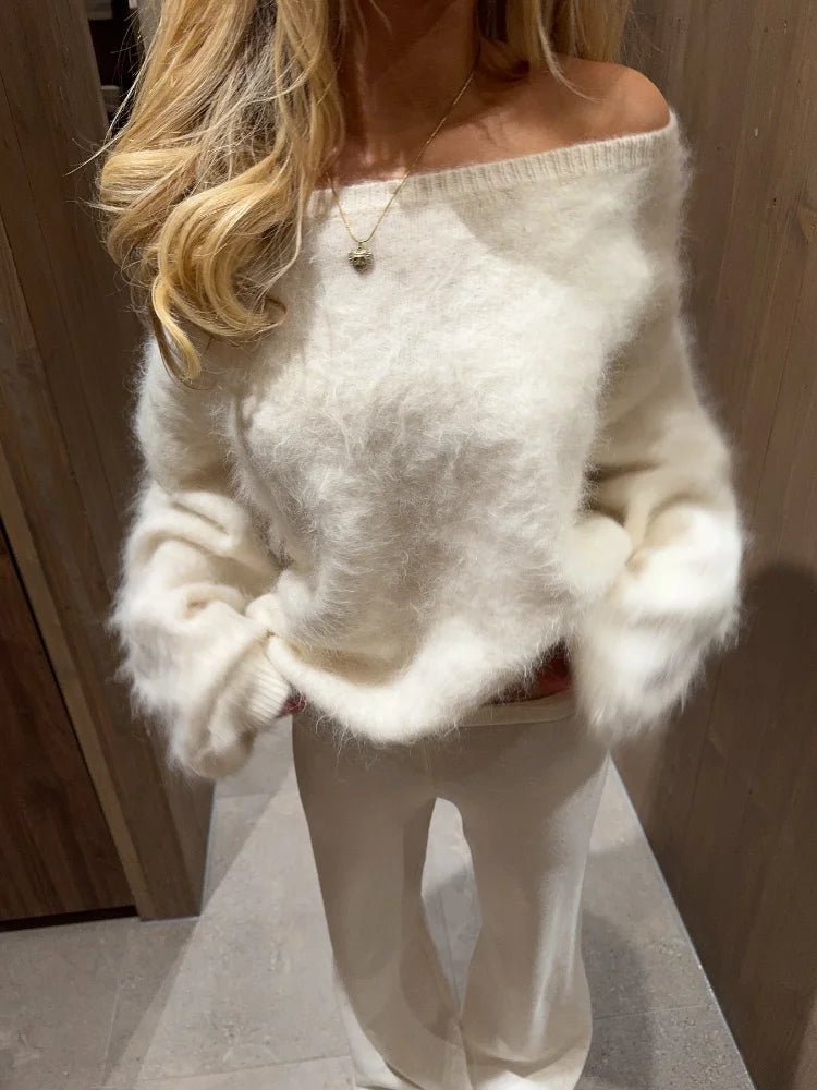 Addison Off-Shoulder Mohair Sweater