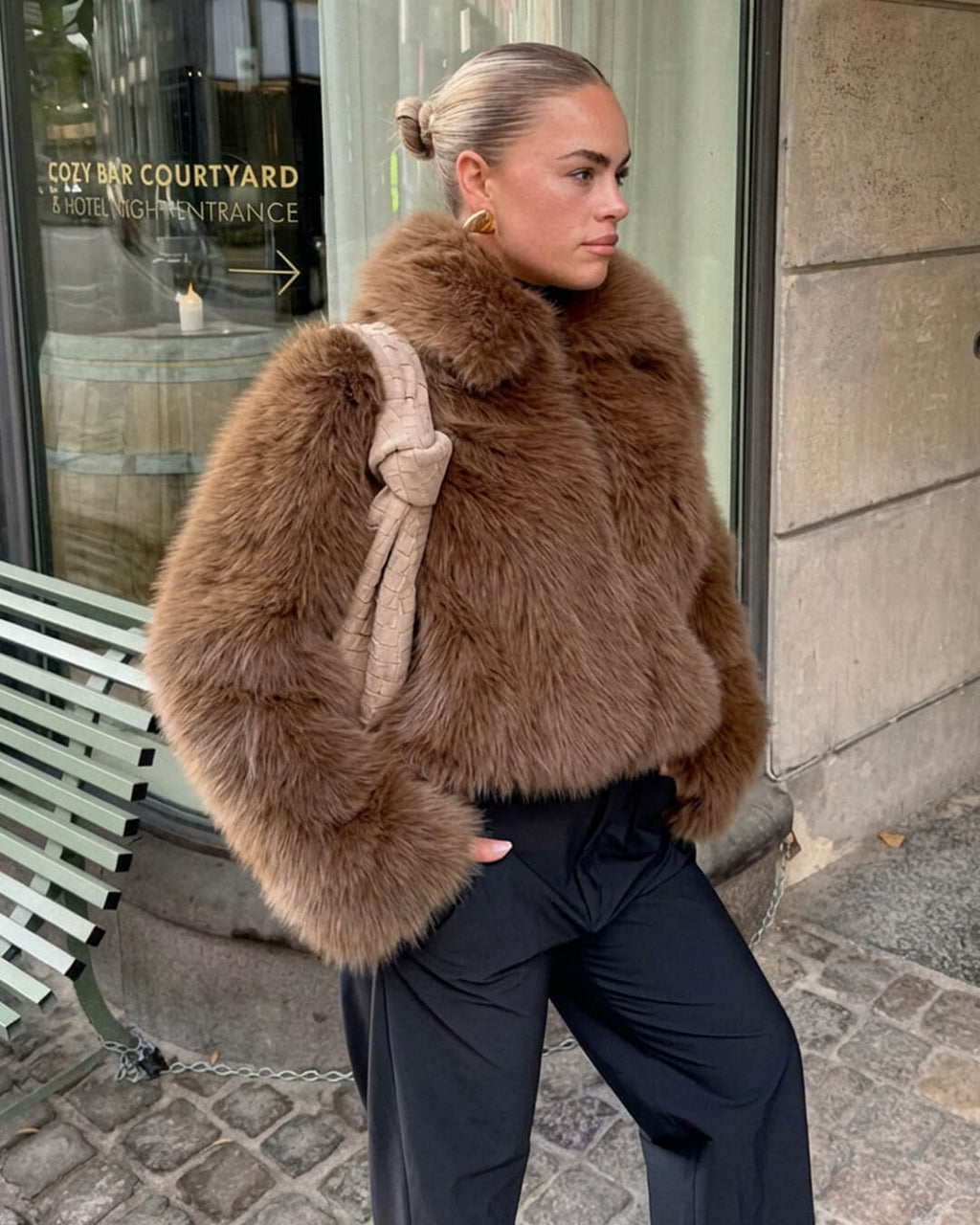 Adeline Cropped Faux Fur Jacket