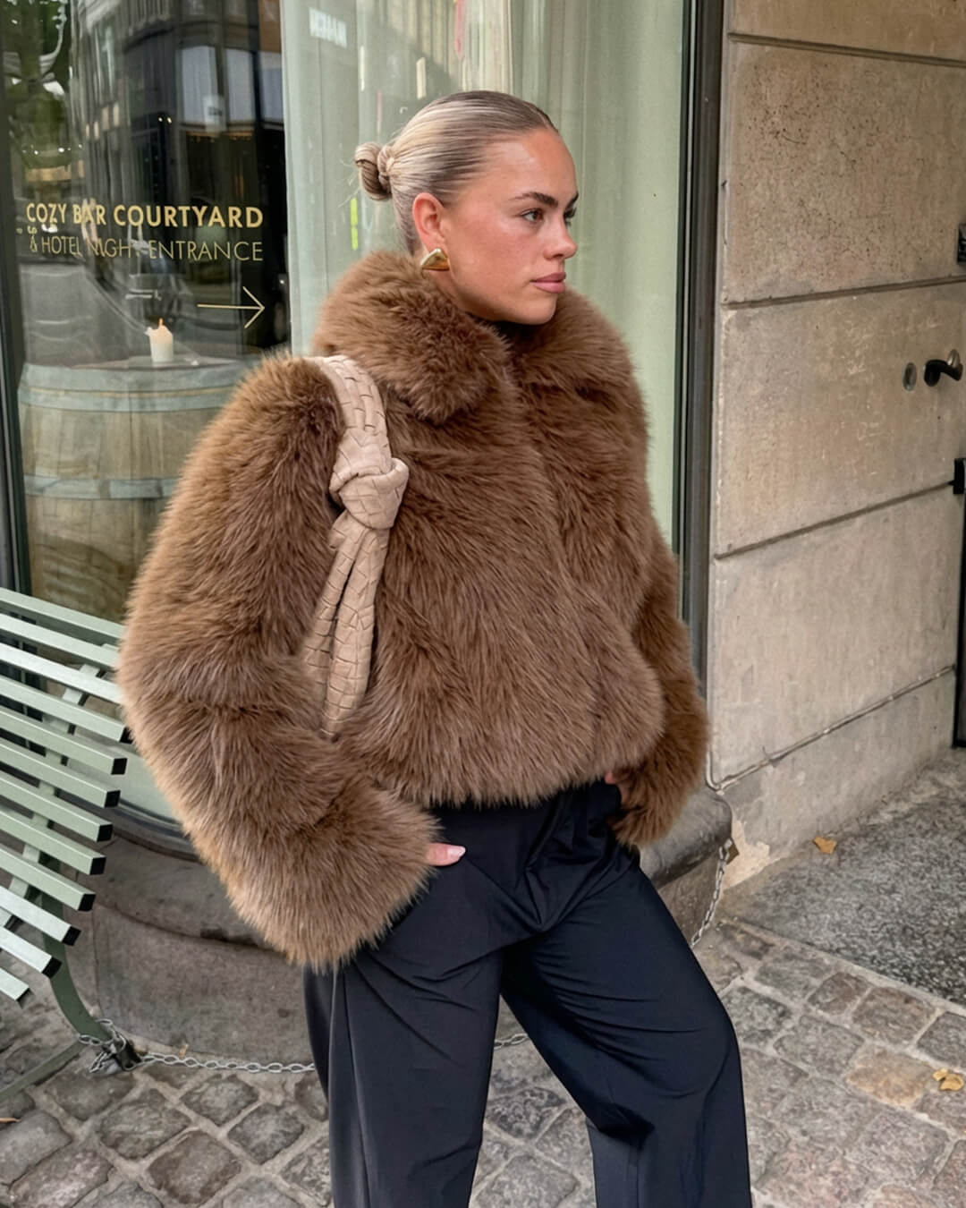 Adeline Cropped Faux Fur Jacket