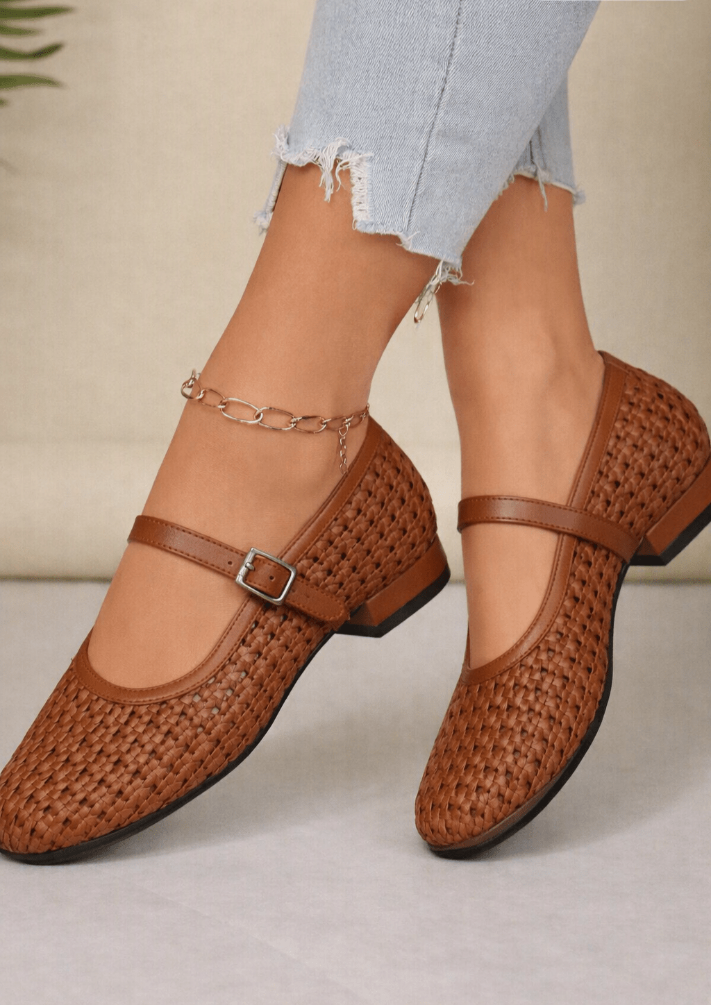 Ella Woven Mesh Mary Jane Flats