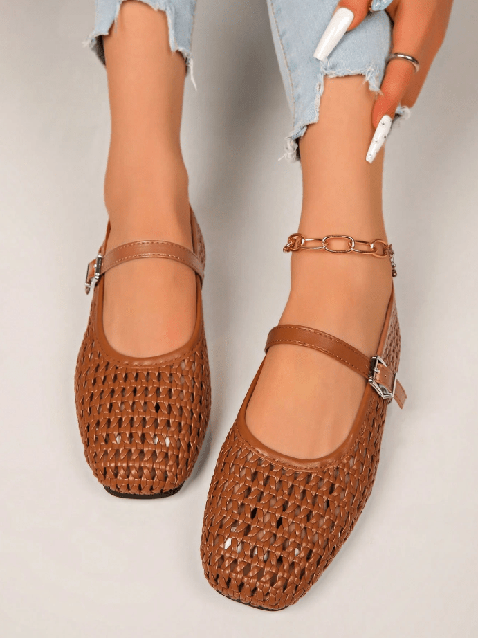 Ella Woven Mesh Mary Jane Flats