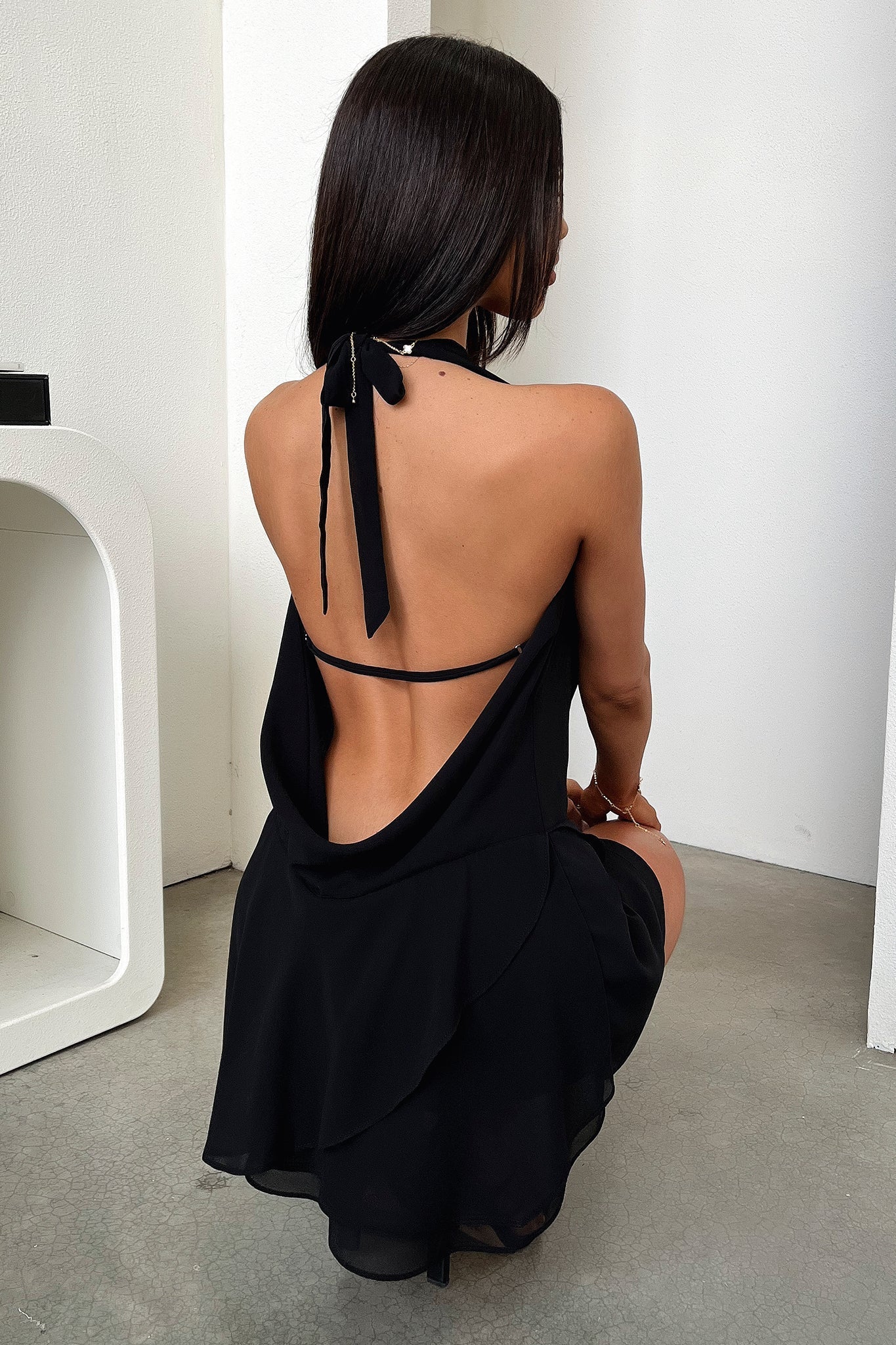 Aiza Draped Deep Neck Mini Dress
