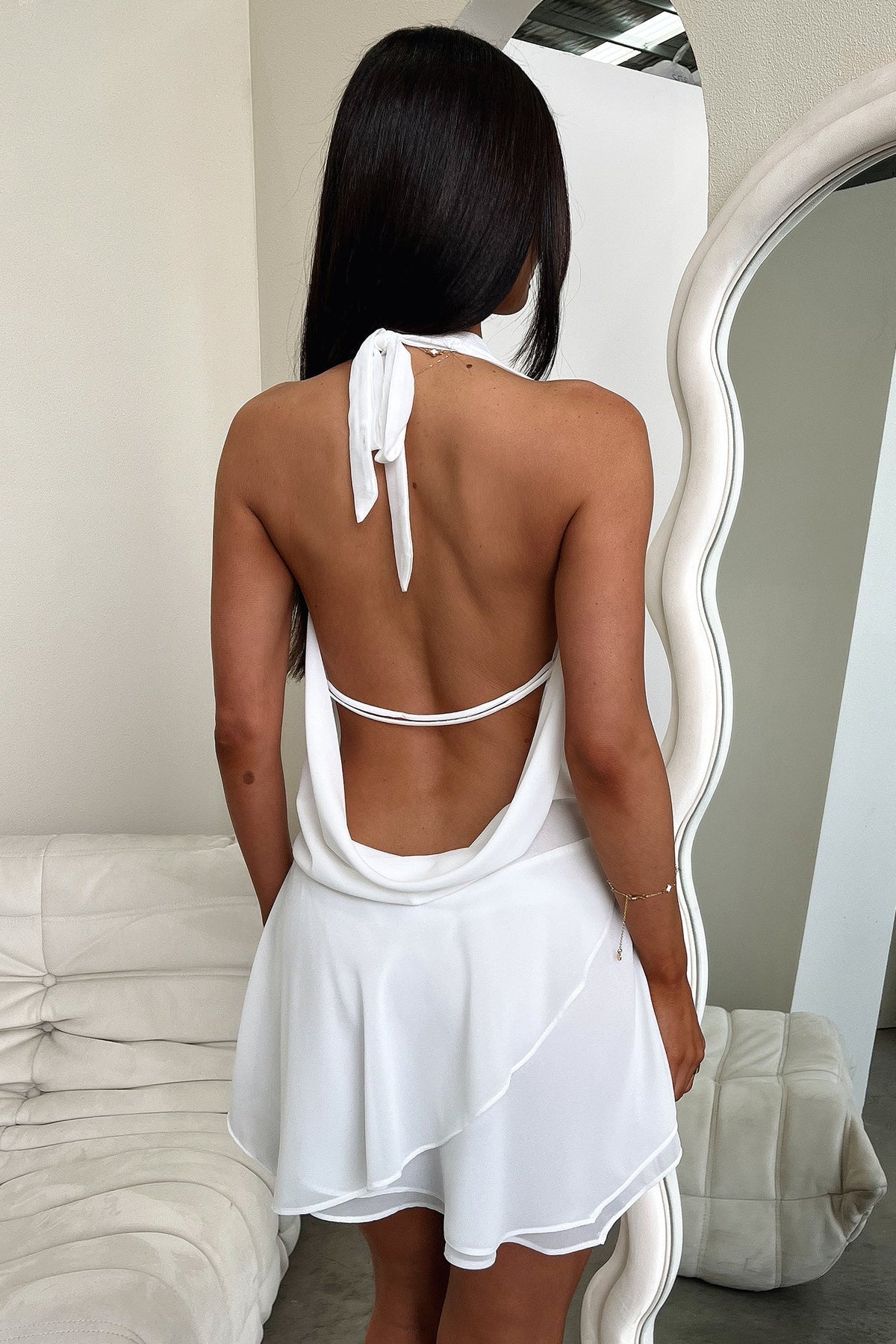 Aiza Draped Deep Neck Mini Dress