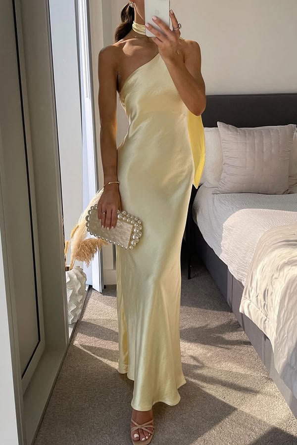 Alice One-Shoulder Silk Evening Gown