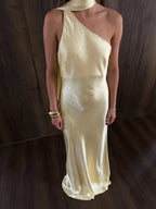 Alice One-Shoulder Silk Evening Gown
