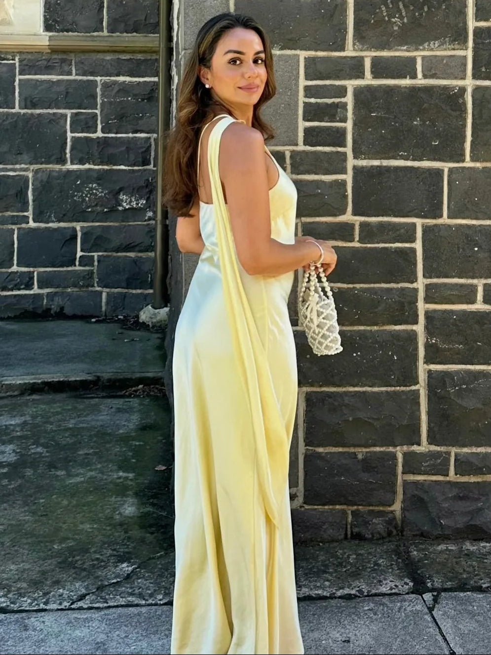 Alice One-Shoulder Silk Evening Gown