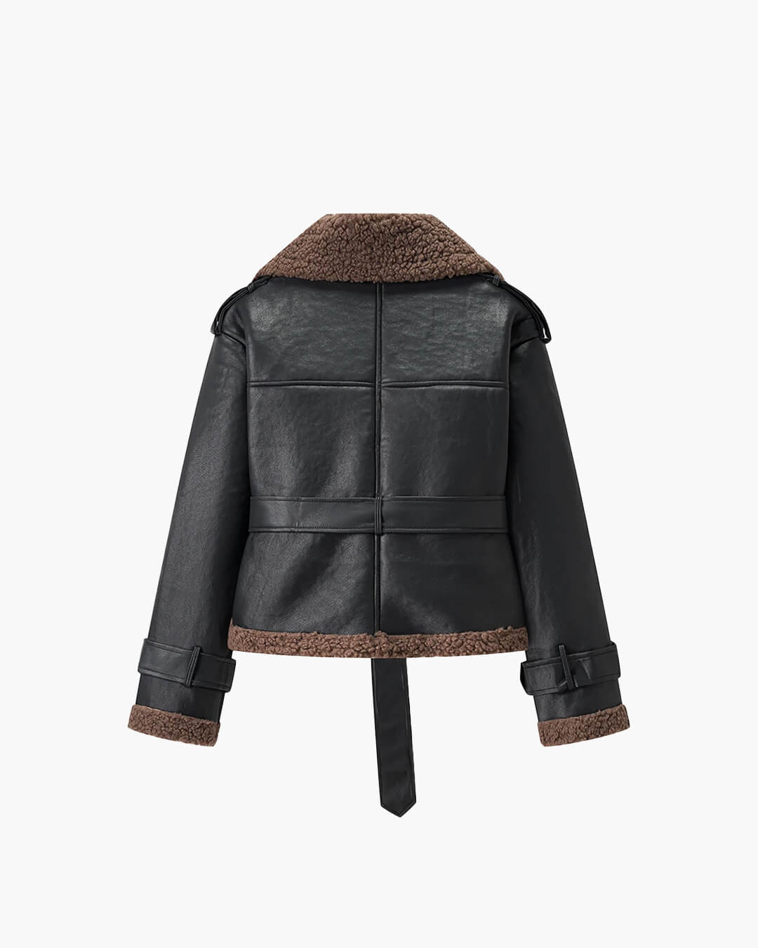 Alessia Short Belted Faux Leather Jacket