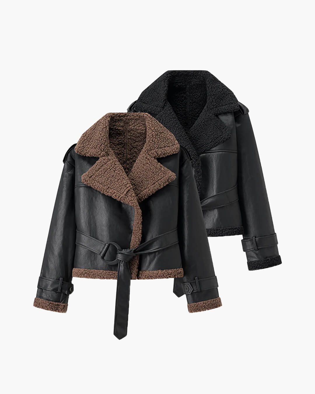 Alessia Short Belted Faux Leather Jacket
