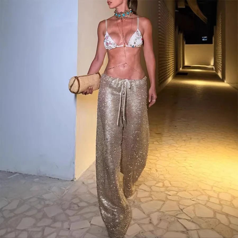 Alicia Gold Drawstring Wide Leg Pants