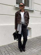 Aliyah Cropped Faux Leather Jacket