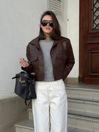 Aliyah Cropped Faux Leather Jacket
