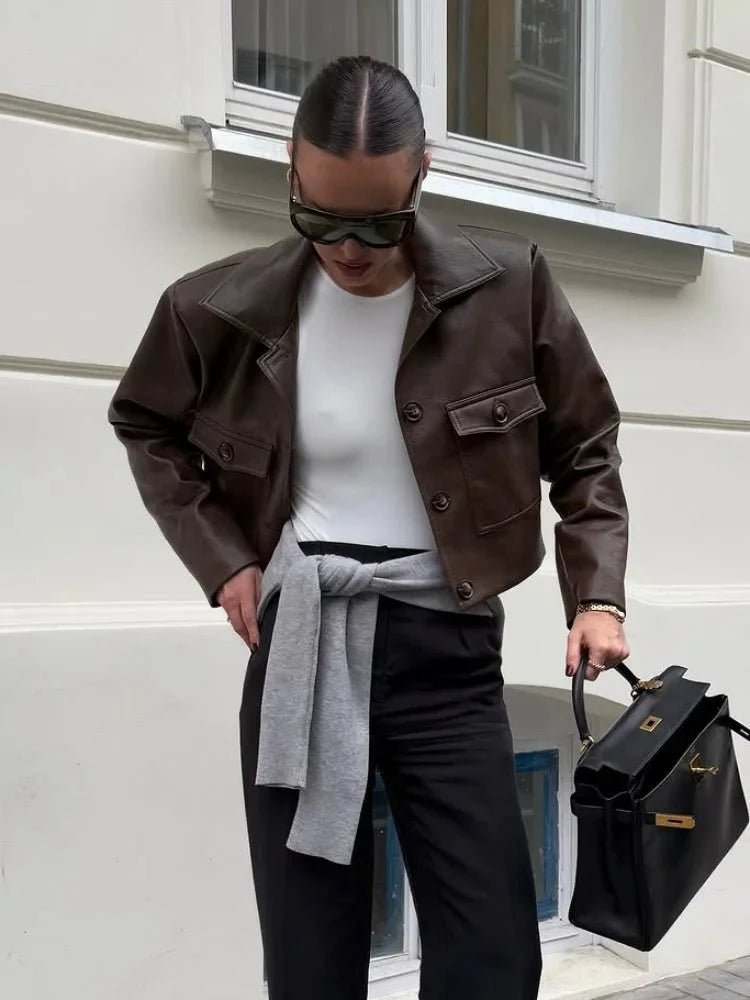 Aliyah Cropped Faux Leather Jacket