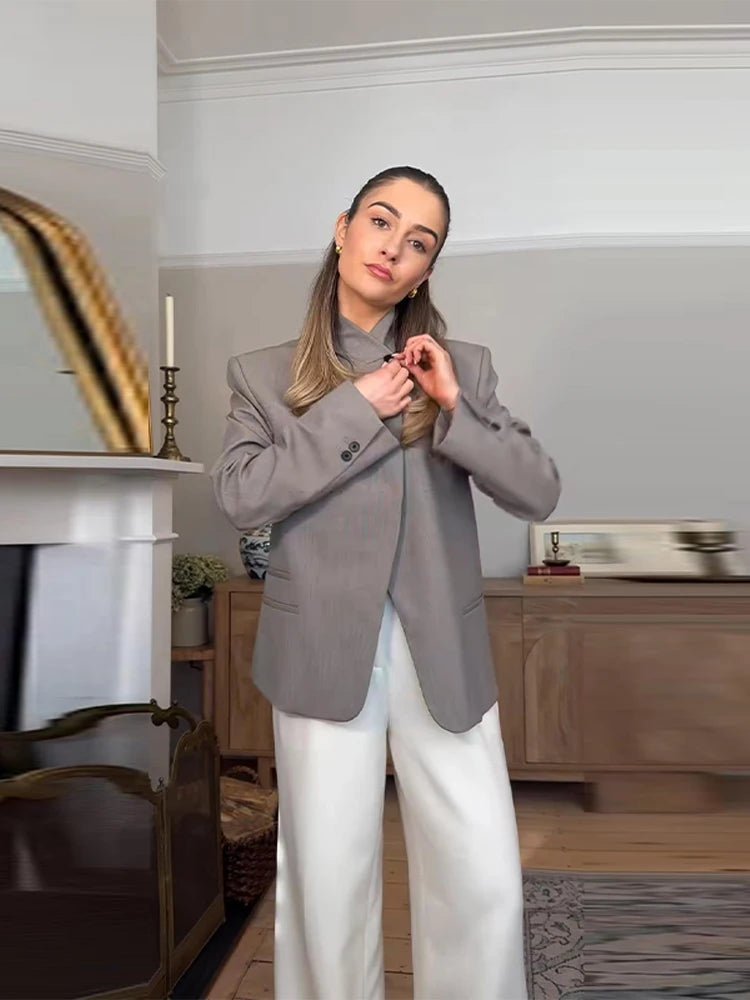 Allegra Structured Stand Collar Blazer